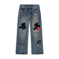 Turbines Vintage Wash Straight Leg Denim Jeans